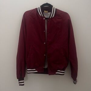 Vinage Burgundy Varsity Bomer Jacket